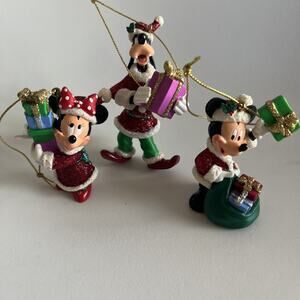 Disney Christmas Ornament Set Mickey Mouse, Minnie, Pluto, Missing One